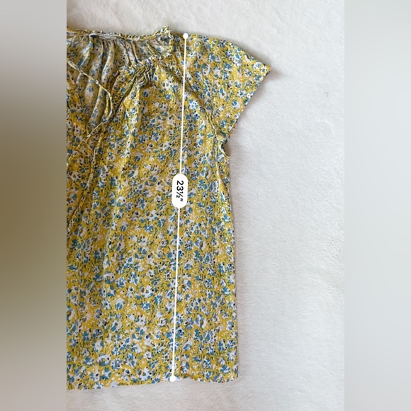 Gerard Darel Paris Floral Peasant Blouse Yellow Blue Print Size 10 - Picture 8 of 16
